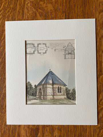 Griswold Mausoleum, Oakwood Cemetery, Troy, NY, 1885, Original Hand Colored -
