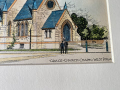 Grace Church Chapel, Philadelphia, PA, 1893, Robert A. Pitts Original Hand Colored