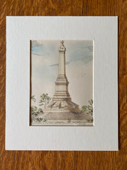 Newhall House Fire Monument, Milwaukee, WI, 1884, H Avery, Original Hand Colored -