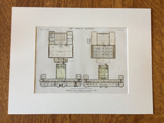 Hebrew Union College, Floor Plan, Cincinnati, OH, 1913, Original Hand Colored *