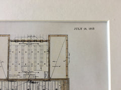 Hebrew Union College, Floor Plan, Cincinnati, OH, 1913, Original Hand Colored *