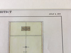 St Marys Parochial School, Far Rockaway, NY, 1913, Plan, Original Hand Colored *