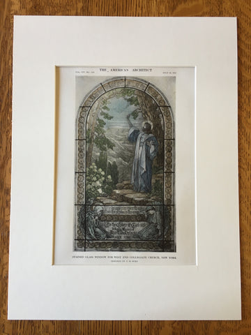 West End Collegiate Church, NY, 1913, C M Burd, Original Hand Colored *