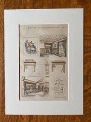 William D Forbes House, Interior, Roxbury, MA, 1884, Original Hand Colored -
