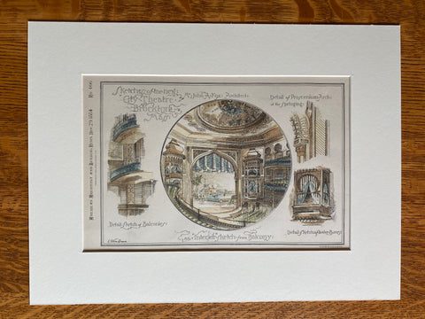 City Theatre, Brockton, MA, 1885, John A Fox, Original Hand Colored -