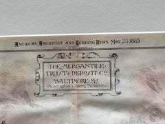 Mercantile Trust & Deposit Co., Baltimore, MD, 1885, Original Hand Colored -