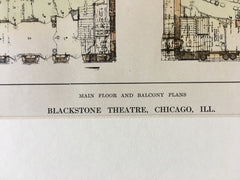 Blackstone Theatre, Chicago, IL, 1913, Marshall & Fox, Original Hand Colored *