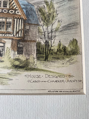 House designed by Cabot & Chandler, Architects, 1885, Original Hand Colored -