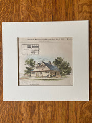 Stable, Cambridge, MA, 1885, Cabot & Chandler, Original Hand Colored -