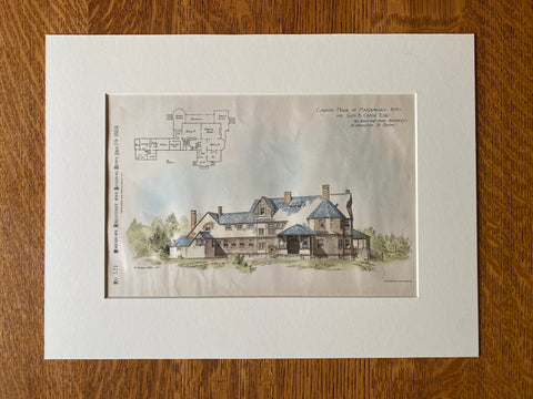 George B Chase House, Marlborough, NH, 1885, Original Hand Colored -