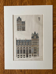 Cincinnati Chamber of Commerce, Vine St, 1885, Bruce Price Original Hand Colored -