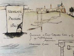 Newgate Prison, East Granby, CT, 1885, Original Hand Colored -
