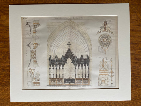 Church of the Redeemer, Rood Screen, Bryn Mawr, PA, 1885, Original Hand Colored -
