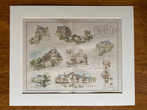 Sketches of Manchester by the Sea, 1885, E Eldon Deane, Original Hand Colored -
