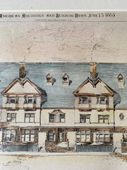 Houses for T L Shurmeier, St Paul, MN, 1885, Cass Gilbert, Original Hand Colored -