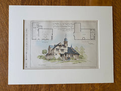 Stable for R Martin, South Orange, NJ, 1885, T A Roberts, Hand Colored Original -