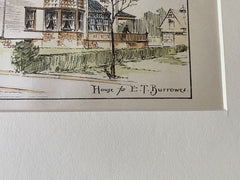 Burrowes House, Portland, ME, 1885, John Calvin Stevens, Hand Colored Original -