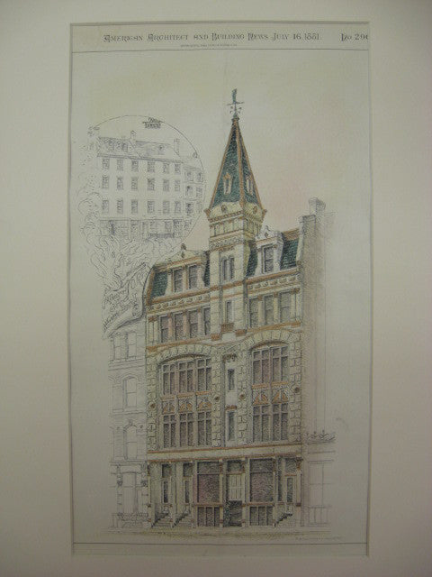 Building for J. A. Preston on Summer St., Boston, MA, 1881, Kirby and Lewis