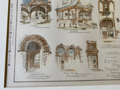 Boston Architecture, 1885, Emerson, Cabot & Chandler, Hand Colored Original -