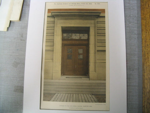 Main Entrance to the High School Building, Cambridge, MA, 1892, Chamberlin and Austin