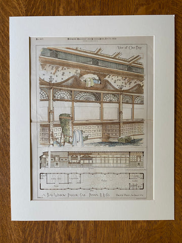 Pennsylvania Railroad Parlor Car, 1885, Bruce Price, Hand Colored Original -