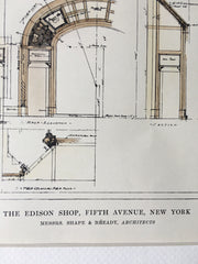 Edison Shop, 5th Avenue, NY, 1914, Shape & Bready, Original Hand Colored *