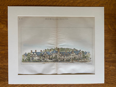 Semi Detached Houses, Mt Auburn, Cincinnati, OH, 1885, Hand Colored Original -