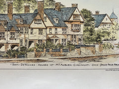 Semi Detached Houses, Mt Auburn, Cincinnati, OH, 1885, Hand Colored Original -