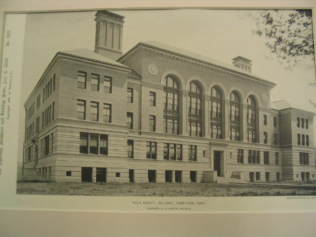 High School Building, Cambridge, MA, 1892, Chamberlin and Austin