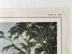 House of Louis K Hyde, Plainfield, NJ, 1914, Arthur Ware, Original Hand-colored *