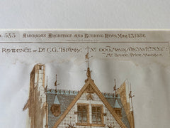 Thomas House, 600 Madison Ave, NY, 1886, Bruce Price, Original Hand Colored -