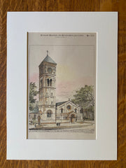 St George's Church, Newburgh, NY, 1886, F C Withers, Original Hand Colored -