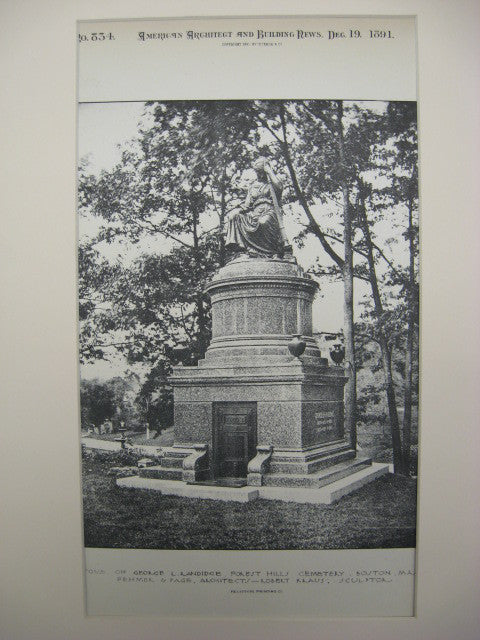 Tomb of George L. Randidge at Forest Hills Cemetery, Boston, MA, 1891, Fehmer and Page