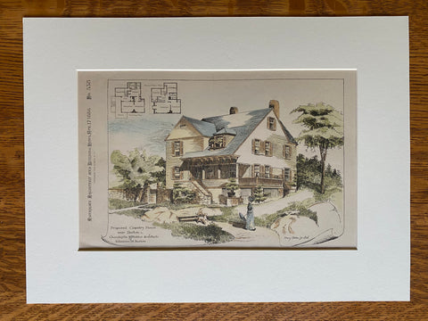 Country House near Boston, MA, 1886, Chamberlin & Whidden, Original Hand Colored -