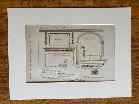 Forrester House, Derby Street, Salem, MA, 1886, Original Hand Colored -