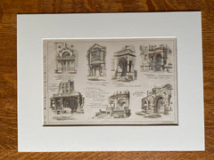 Boston Architecture 1886, McKim Mead White, Sturgis et al, Hand Colored Original -