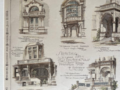 Boston Architecture 1886, McKim Mead White, Sturgis et al, Hand Colored Original -