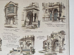 Boston Architecture 1886, McKim Mead White, Sturgis et al, Hand Colored Original -
