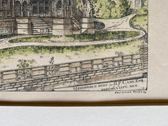 Cady Residence, Nebraska City, NE, 1886, Hand Colored Original -