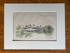 Country House by R H Robertson, 1886, Hand Colored Original -