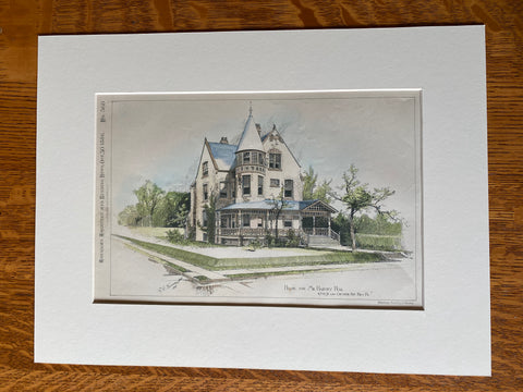 Harvey Peal House, 47th & Chester Ave, Philadelphia, 1886, Hand Colored Original -