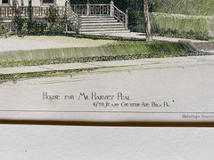 Harvey Peal House, 47th & Chester Ave, Philadelphia, 1886, Hand Colored Original -
