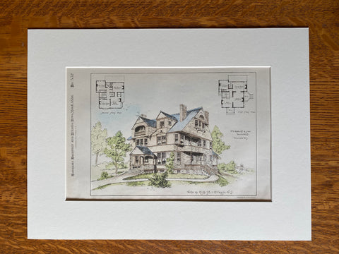 House on High Street, Orange, NJ, 1886, T A Roberts & Son, Hand Colored Original -
