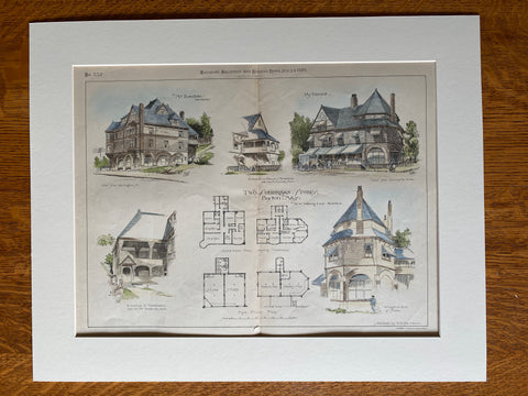 Bowdoin & Ashmont Stores, Boston, MA, 1886, Whitney Lewis, Hand Colored Original -