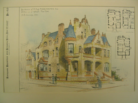 Residence of E. Aug. Neresheimer, 6th Ave Corner of 119th St, New York, NY, 1887, A. B. Jennings