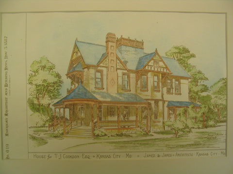House for T. J. Cookson,, Kansas City, MO, 1887, James and James