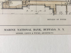 Marine National Bank, Details, Buffalo, NY, 1914, Original Hand-colored *