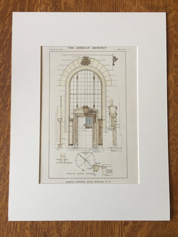 Marine National Bank, Buffalo, NY, 1914, Green & Wicks, Original Hand-colored *