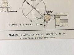 Marine National Bank, Buffalo, NY, 1914, Green & Wicks, Original Hand-colored *