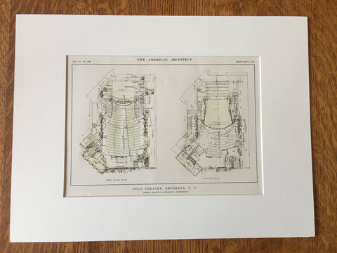 Gold Theatre, Brooklyn, NY, 1914, Shampan & Shampan, Original Hand-colored *